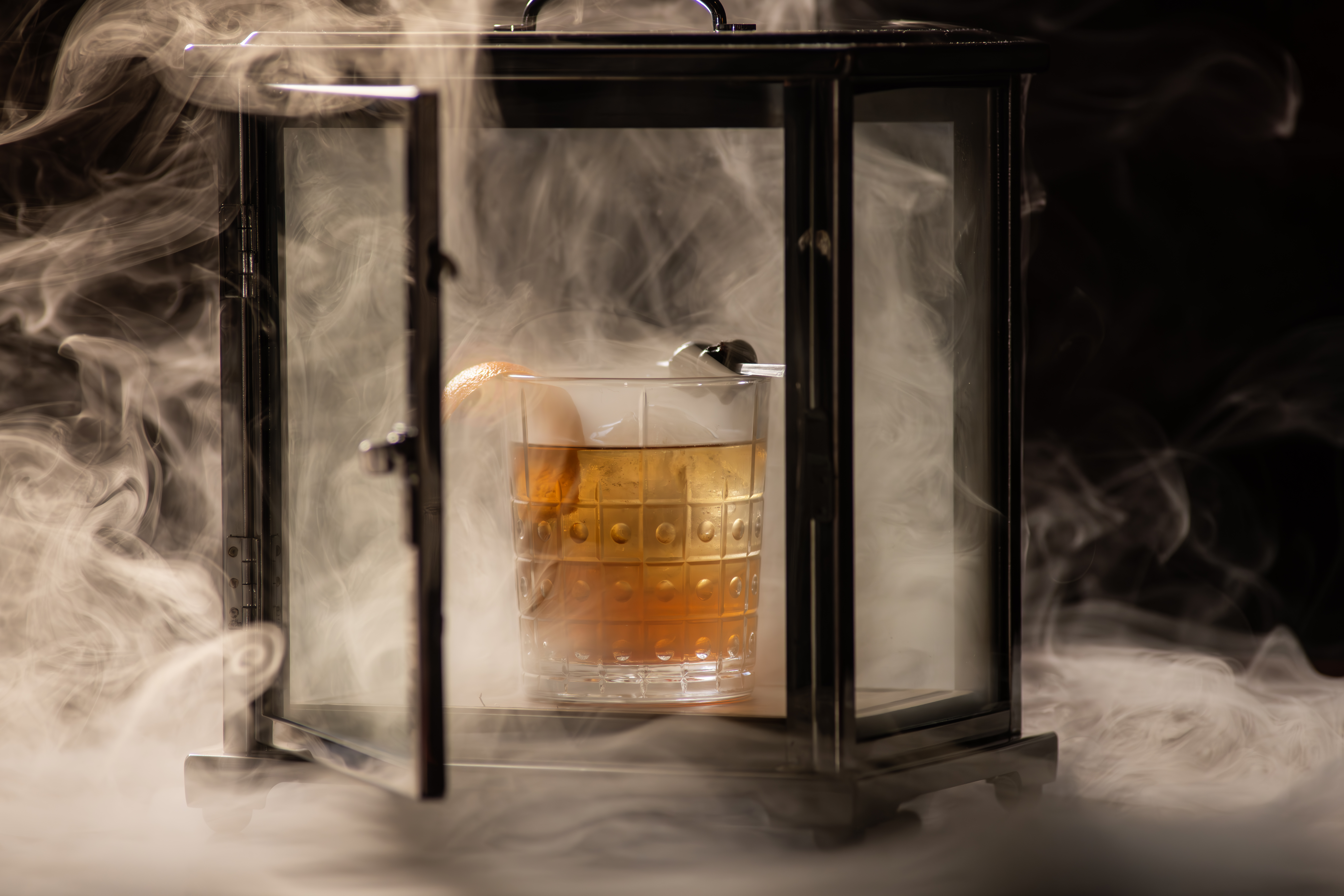 Cherry smoked old fashioned in the smoker